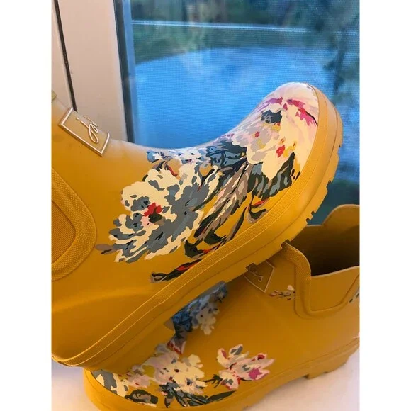 Joules Wellibob Women’s Rain Boots in Yellow Floral Design Size US 9 EU 40/41 - Picture 7 of 12
